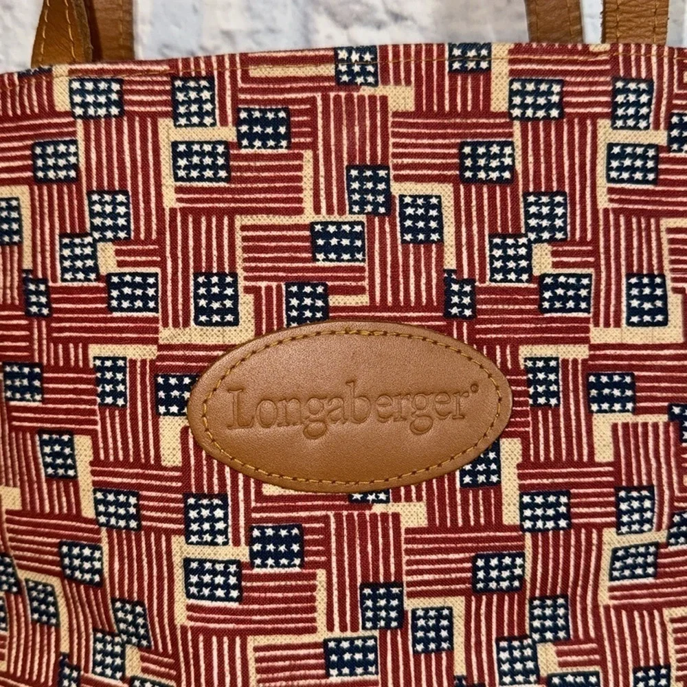 Longaberger Homestead Americana USA Flag Shoulder Tote Bag & Wallet Matching Set